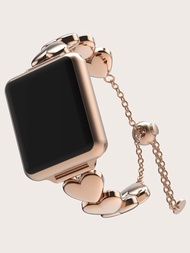 Correa de reloj de acero inoxidable con diseño de corazón compatible con Apple Watch