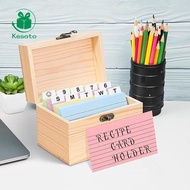 [Kesoto] Index Card Holder Storage Box Desktop with Lid Index Card File Divider Dorm Memo Pad Large 