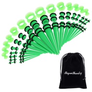 50 Pieces Ear Stretching Kit 14G-00G Acrylic Tapers and Plugs + Silicone Tunnels - Ear Gauges Expand