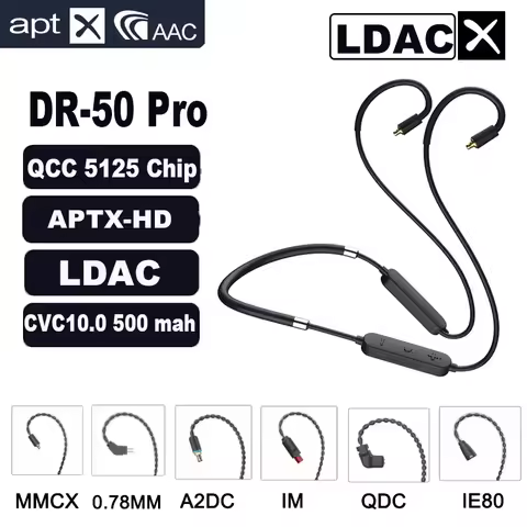 Wireless Bluetooth earphone Upgrade Cable LDAC QCC5125 APT-X Adaptive HiFi Earphone 0.78 pin/MMCX UE
