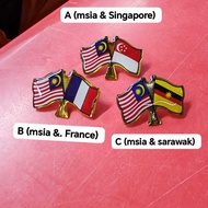 (1 days pack)Flag COllar pin MALaysia FRANCE SINGAPORE AND SARAWAK Flag COllar pin MALaysia FRANCE S