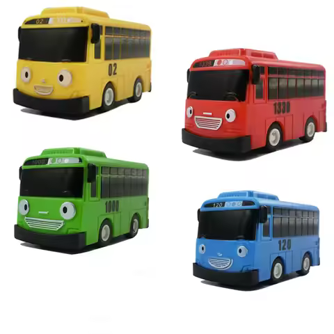 New 4 colors little bus oyuncak araba car mini plastic pull back Tayo Gani Lani Rogi bus model for k