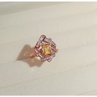 (R112) S925 NATURAL GEMSTONE YELLOW QUARTZ ROSE GOLD ADJUSTABLE RING 天然黄石玫瑰金戒指 CINCIN BARU PERMATA EMAS