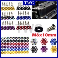 10Pcs M6 UNIVERSAL SCREW ALLOY SKRU COLOUR NUMBER PLATE M6X10MM COOLENT COVER KERETA SKRU