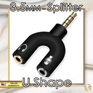 APH104 🟡 2 to 1 U Shape Audio Adapter 3.5MM Audio Adaptor U-Shape Stereo Splitter Aux Adapter Conver