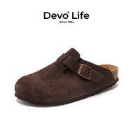 Devo LifeDevo软木鞋包头半拖鞋男鞋穆勒鞋法式 3624 深棕色反绒皮 37