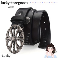 LUCKYSTOREGOODS Bohemian Style Belt, Skeleton Head Punk Leather Belt, Vintage Hip Hop Riveted Pants 