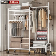 AiHome ราวตากผ้า ราวแขวนเสื้อผ้า หลายช่อง/ความจุมาก ประหยัดพื้นที่ ราวเหล็กมีล้อ ราวแขวนเสื้ออเนกประ