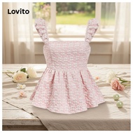 Lovito Women's Summer Ruffle Jacquard Tank Top L109MD587