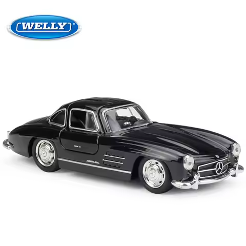 WELLY Diacast Car 1:36 Model Mercedes-Benz 300SL Classic Car Alloy Simulation Pull-Back Model