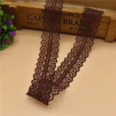 10Yards/Lot Dark Brown Lace Ribbon Tape 28MM Lace Trim Fabric DIY Embroidered Net Lace for Sewing De