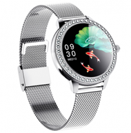 SN91藍牙智慧手環測心率血壓女性生理期女性手錶（銀鋼）