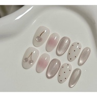 Ready-Made False Nails Cherry 3D Pattern + Blush Korean IG Style Simple And Elegant Looks Like A You