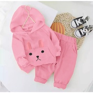 GIRLS' HODIE SET 1-5 YEARS CUTE GIRLS' BUNNY HODIE SET PINK GIRLS' HODIE/