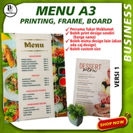 DIY Restaurant Menu Custom Design Printing On Board, Acrylic, Frame Size A3