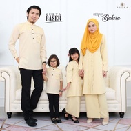 Baju Raya Sedondon / Kebaya Bahira Dan Kurta Baser Ibu Ayah Dan Anak-Anak / Soft Yellow + Ivory