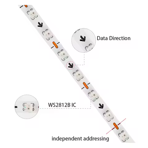 LED 2.7mm WS2812B Strip Ultra Narrow White PCB WS2812 2020SMD 160Leds/m Individually Addressable Sam