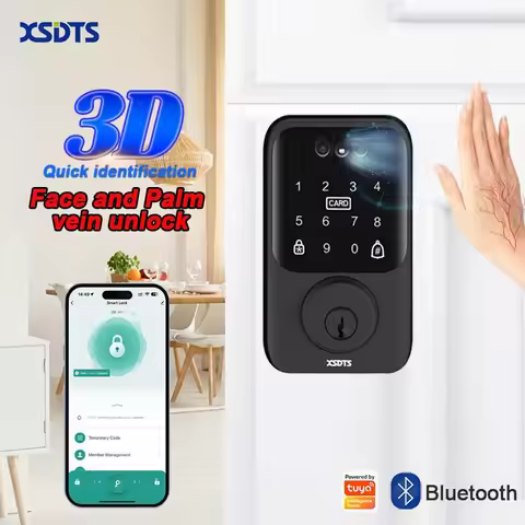 XSDTS 3D Face Entry Smart Door Lock Palm Vein/ IC Card Key/Password Tuya Smartlife APP Unlock Front