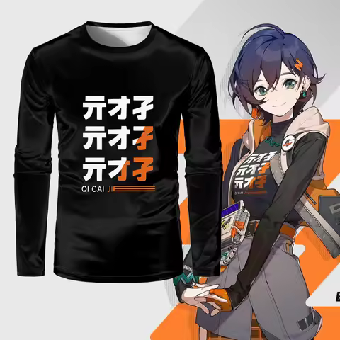 2026 MiHoYo Game Zenless Zone Zero Print T-shirt ZZZ Role Wise Belle Graphic Long Sleeved T Shirt Ha