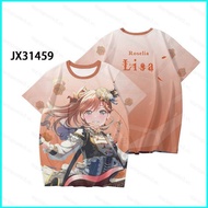 star3 BanG Dream Rinko Shirokane Yukina Minato Cosplay cloth 3D summer T-shirt Anime Short Sleeve Top