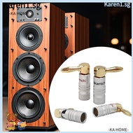 KA Video Speaker Adapter, Gold-Plated Right Angle 90 Degree Banana Plug, Nakamichi Banana Plug Speakers Amplifier with Screw Lock Audio Jack Plug Banana Connectors