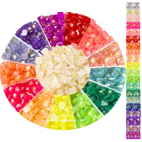 20 Colors Sparkly Mosaic Beads for 5D Diamond Painting Accessories, Jelly Glitter Diamond Painting D