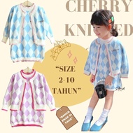 Cherry Knitted 2 Piece Dress Set/Children's Knitted Dress