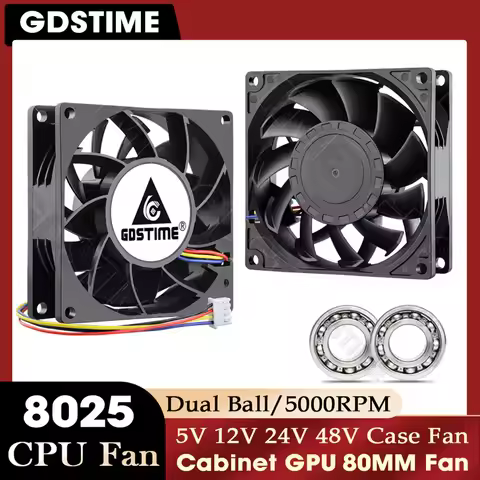 Gdstime 80mm Fan 24V 12V 5V Cooler Fan 8025 Axial Fan 4PIN PWM 8CM Cabinet Fan 80mm*25mm Laptop Fan 