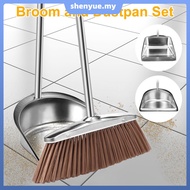 Broom and Dustpan Set with Long Handle Heavy Duty Stainless Steel Dustpan with Broom Upright Broom D