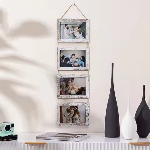 1 4x6inch photo frames Hanging frame Rope style No installation required Suitable for living room an