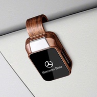 Wood Grain Car Sunglasses Holder Glasses Ticket Card Storage Clip Auto Accessories For Mercedes Benz