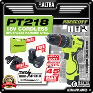 PRESCOTT PT218 - 18V Cordless Impact Drill / Cordless Brushless Hammer Drill / Driver