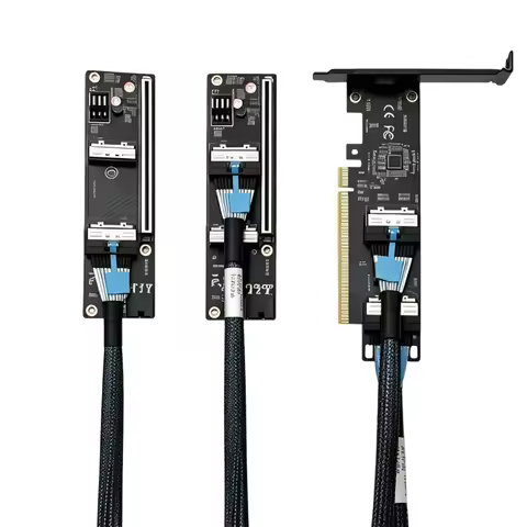 PCIe 5.0 X16 to Dual MCIO-8i Splitter Card GPU Server Expansion Adapter for GPU Network Card U.2 SSD