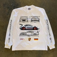 PORSCHE Sports Car Printed Long-Sleeved Cotton T-Shirt, 911, 718, macan, cayman Retro Heavy T-Shirt