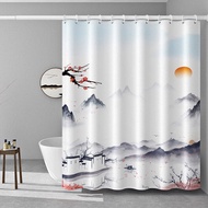Xinxuan Chinese style shower curtain waterproof and mold proof shower curtain fabric bathroom partition curtain set, non perforated curtain, door curtain, bathroom curtain