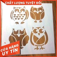 Flexible mica mold shaped like 4 owls 13x13cm