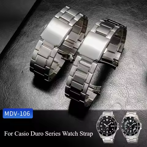 Exquisite Steel Watch Strap for Casio Duro Series MDV106 107 MTP1374/1375/5374 22mm Steel Band Adjus