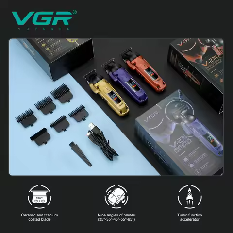 VGR Hair Trimmer Professional 0MM Hair Clippers Electric Clippers Adjustable Haircut Machine Recharg
