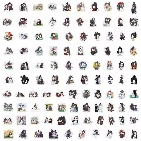 100Pcs Cartoon Stickers Wei Wuxian Lan Wanji Cosplay Characters Decals Fans Gifts Classic Anime Mo D