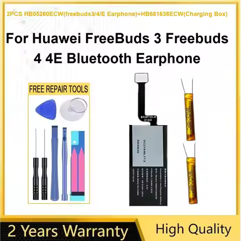 Battery 2PCS HB05260ECW+HB681636ECW For Huawei FreeBuds 3 Freebuds 4 4E Bluetooth Earphone Rechargeb