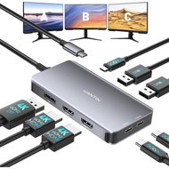 UANTIN USB C Docking Station Dual Monitor Adapter, Laptop Docking Station 3 Monitor Triple 4K60Hz Di