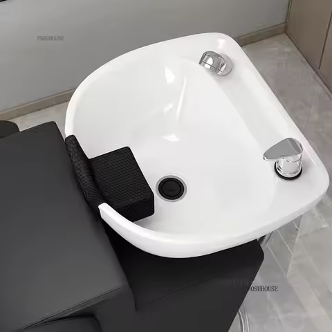 High-end Ceramic Shampoo Chairs European Sense Semi-reclining Simple Shampoo Bed Wash Hair Salon Bar