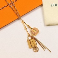 紫鑽🌟誠信商家🌟💜全新Louis Vuitton LV 鎖頭圓餅包鈦鋼項鍊
