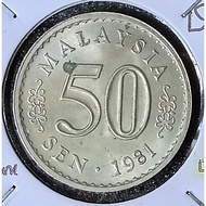 [ Syiling ] 50 Sen 1981 ( UNC ) Malaysia Parliament House