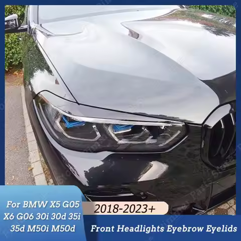 Car Headlights Eyebrow Eyelids Cover Gloss Black Body Kit Tuning For BMW X5 G05 X6 G06 30i 30d 35i 3