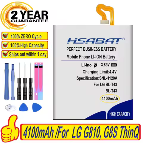 4100mAh Top Brand 100% New BL-T43 Battery for LG G810, G8S ThinQ, G8S ThinQ Global, LMG810EA, LMG810