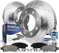 Detroit Axle - 331mm 8-Lug Drilled & Slotted FRONT Brake Kit Rotors Set & Pads w/Hardware Kit for 19