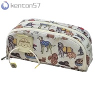 KENTON Pencil Cases, Large-capacity Multifunctional Pen Storage Bag, Pencil Holder Cartoon Animal Canvas Cute Pencil Bag Student