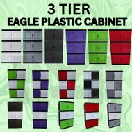 EAGLE BRAND Storage Cabinet 3 Tier MIX COLOUR / Plastic Cabinet / kitchenAlmari Baju/ 3 TiersJ100N D