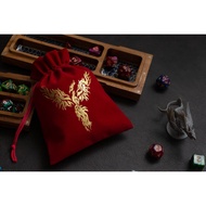 Phoenix Dice Bag | Velvet For Board Games Dungeons and Dragons DnD Set D&D